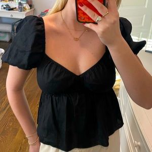 NWOT Reformation Puff Sleeve Top Black